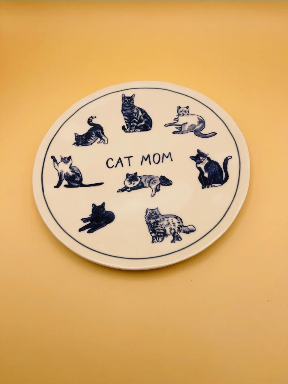 Anthropologie Molly Hatch Stoneware Cat Mom Dessert Plate, NWT